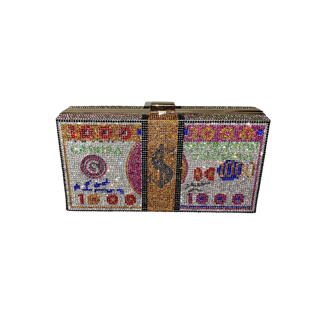 Rhinestone money outlet design clutch bag